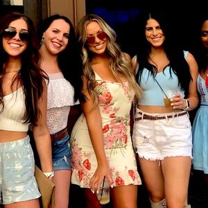 Cream floral mini dress